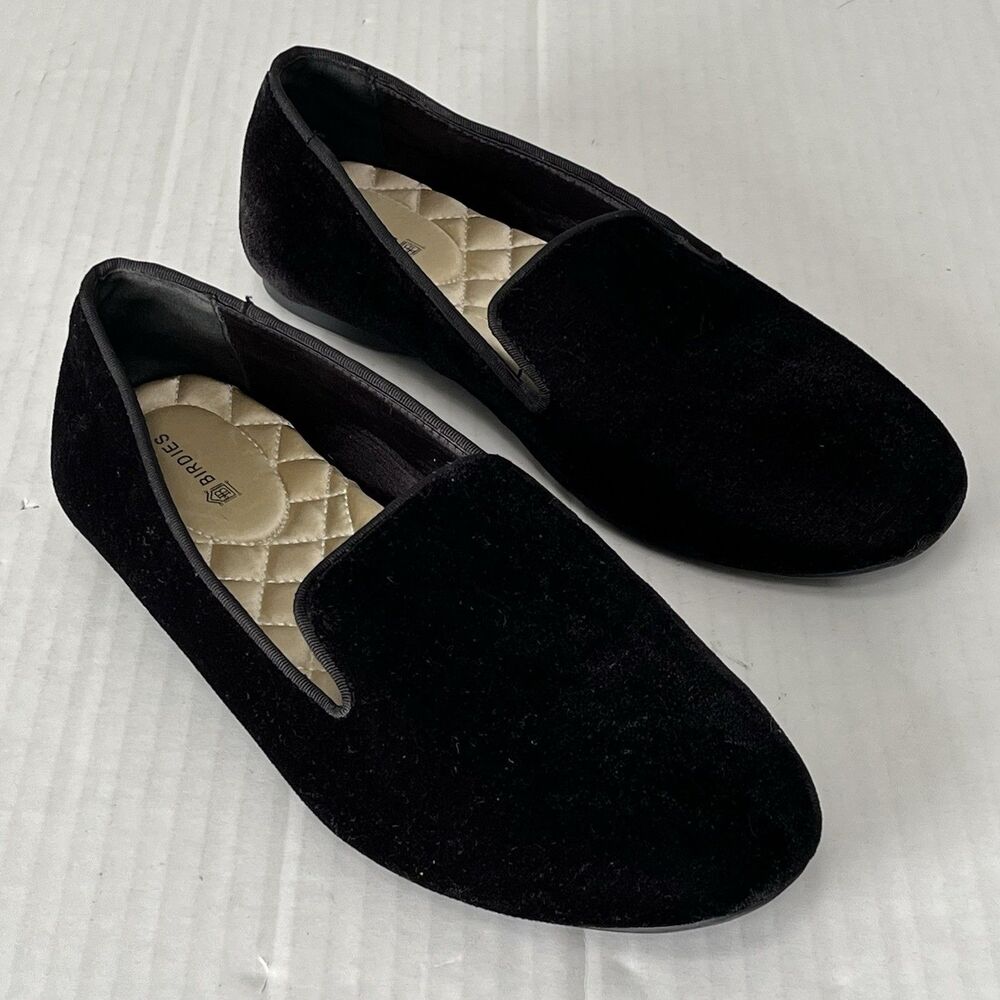 Birdies Womens The Starling Velvet Loafers Slip On Cushioned Comfort Flats Sz 8
